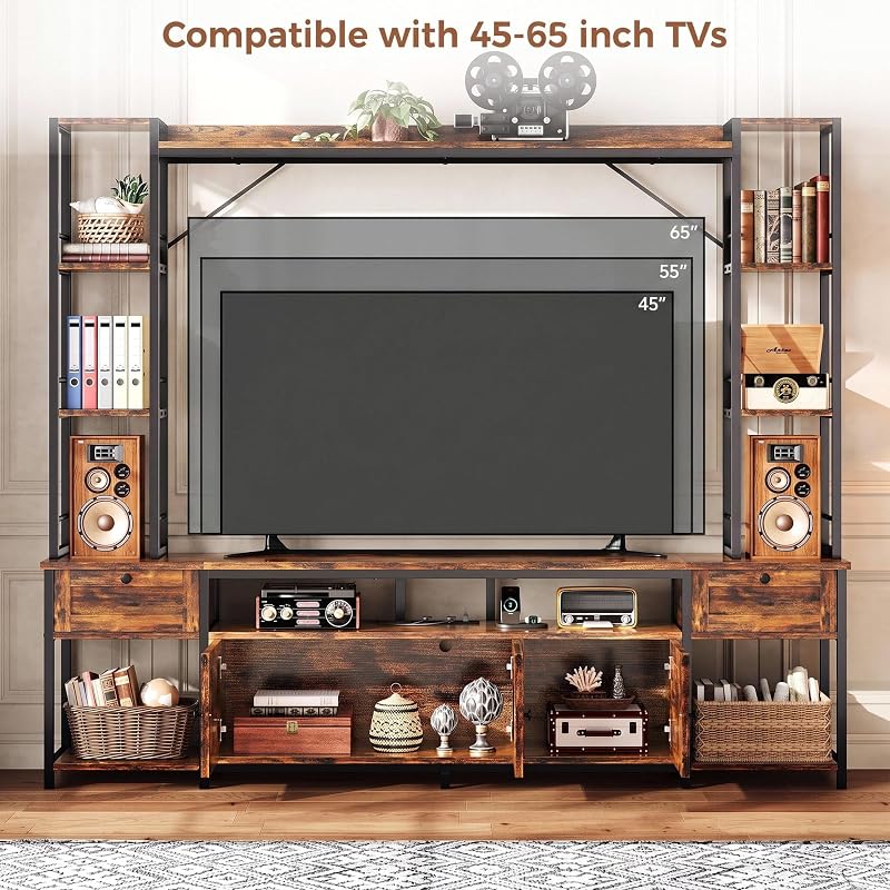 IRONCK 85" W Entertainment Center for TVs 65 inch, TV Stand with Storage image 3