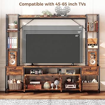 IRONCK 85 W Entertainment Center for TVs 65 inch, TV Stand with Storage