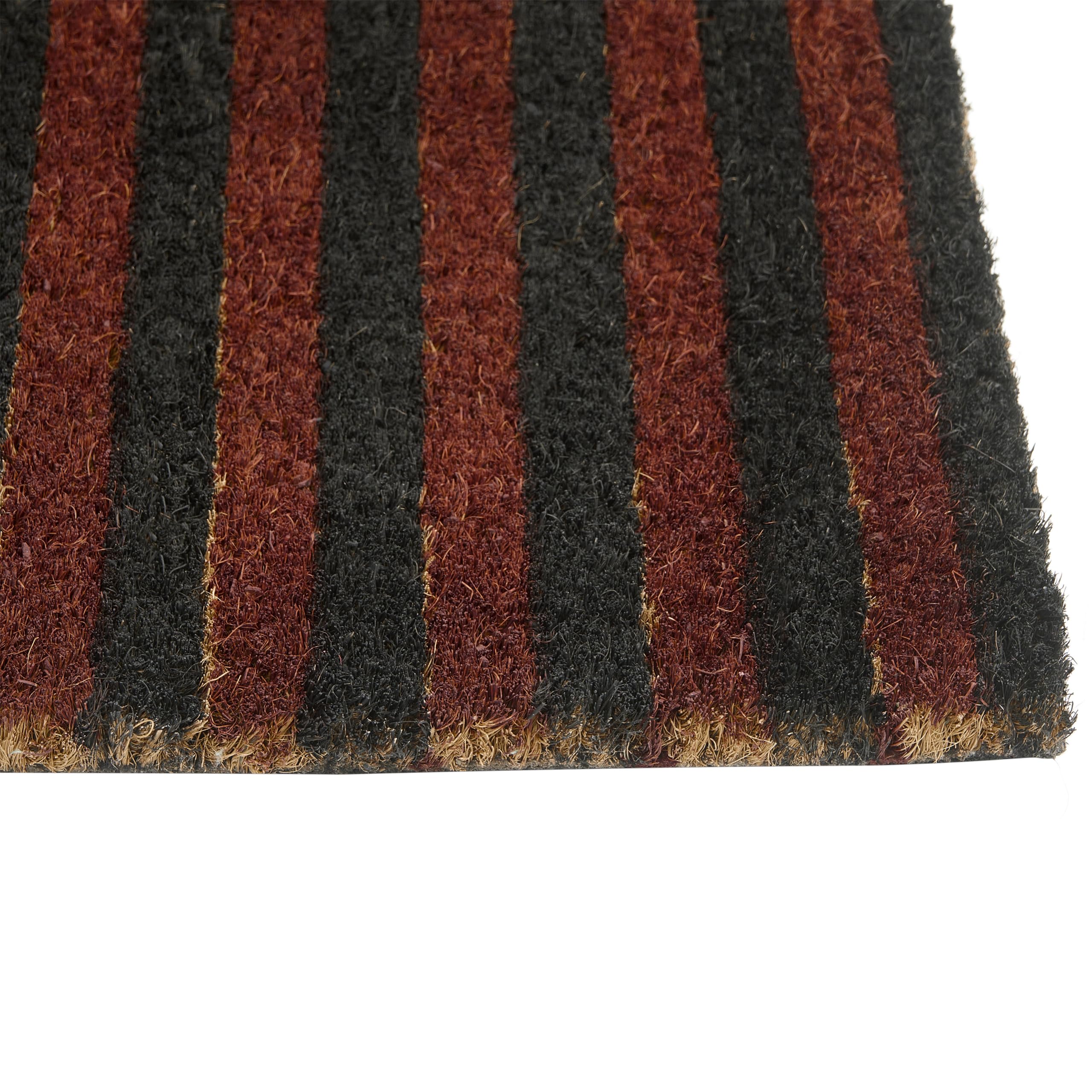 Beliani Paillasson d'Entrée en Fibre de Coco 45 x 75 cm Dessous PVC Antidérapant Motif Rayé Marron et Beige Tuksuk
