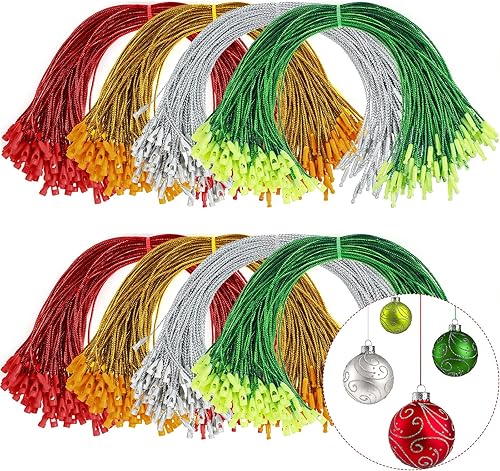 1000 ganchos de cordón precortados para adornos con cierre a presión, cuerdas precortadas de poliéster para colgar en el árbol de Navidad, fiestas,