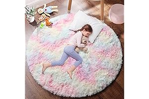 PAGISOFE Round Area Rug ,4'X4',Fluffy Rugs for Bedroom
