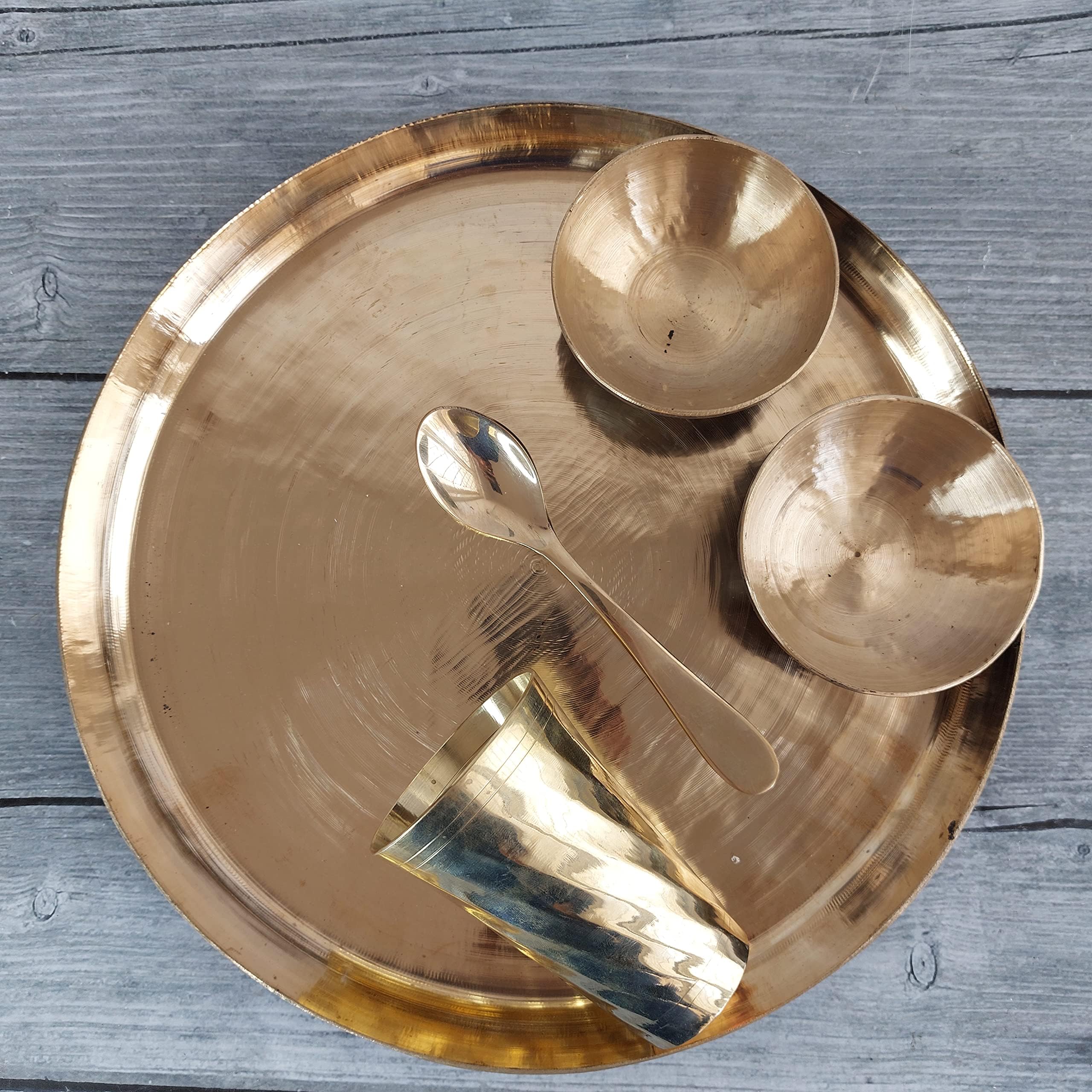 RAJ GHARANA METALS Pure Kansa Solid Dinner Set 6 Pcs 12 InchBronze