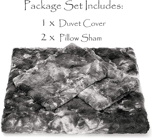 Miniatura 4 de Chanasya - Juego de funda de edredón de pelo sintético de color gris, tamaño queen, 3 piezas, suave y acogedor, esponjoso, de lujo, tela de visón,