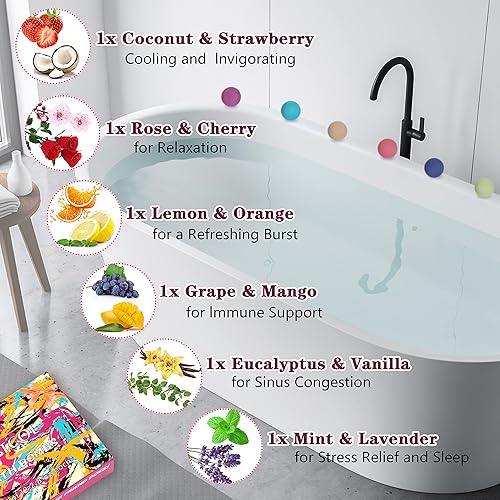Miniatura 3 de Juego de 12 bombas de baño para mujeres mamá novia gaseosas manteca de karité y coco hidrata la piel perfecto para baño de burbujas y spa Idea de