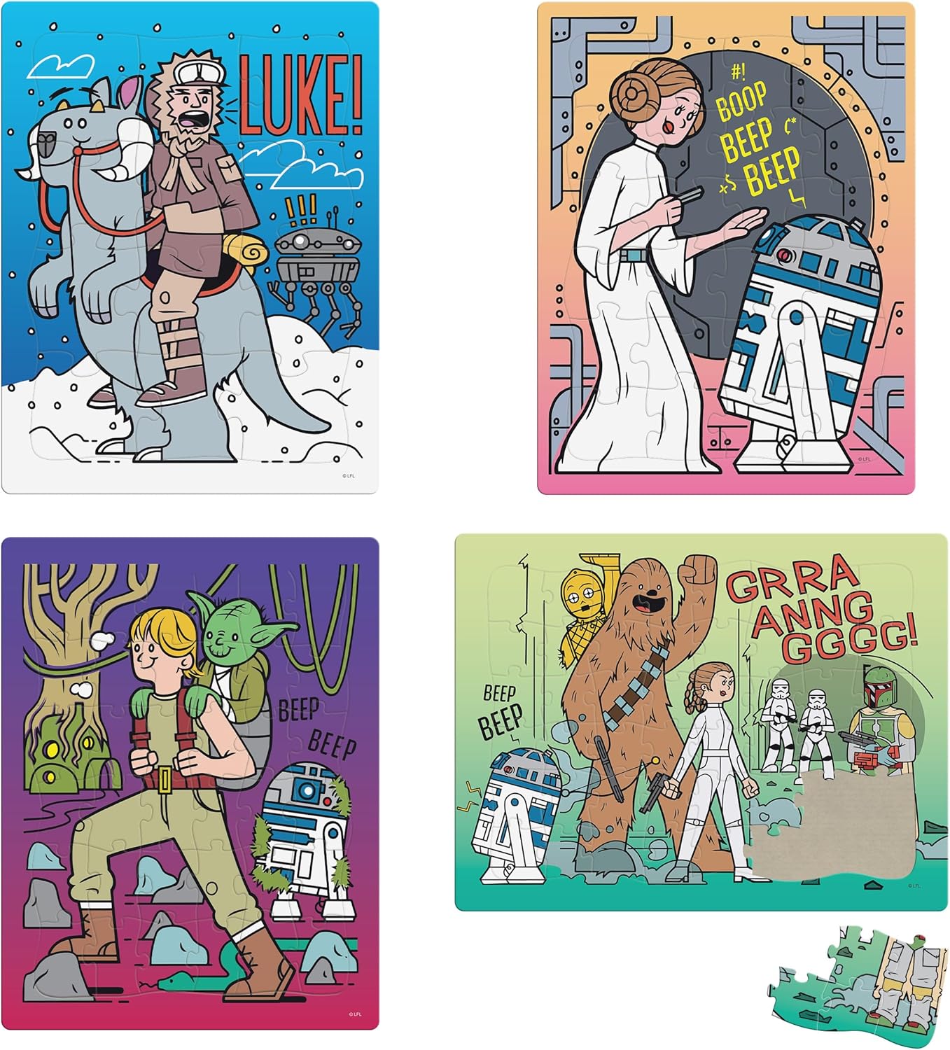 Star Wars Tray Puzzle 4 Pack – Buffalo Games - 12, 24, 36 & 48 Pieces for Kids Ages 4+