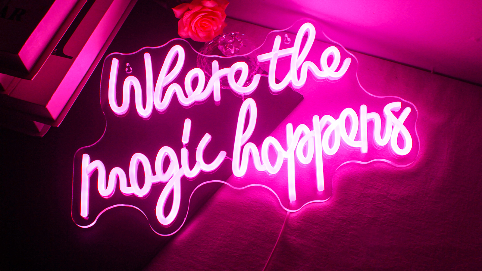 FAXFSIGN Where The Magic Happens Neon Sign Led Pink Word Light Up