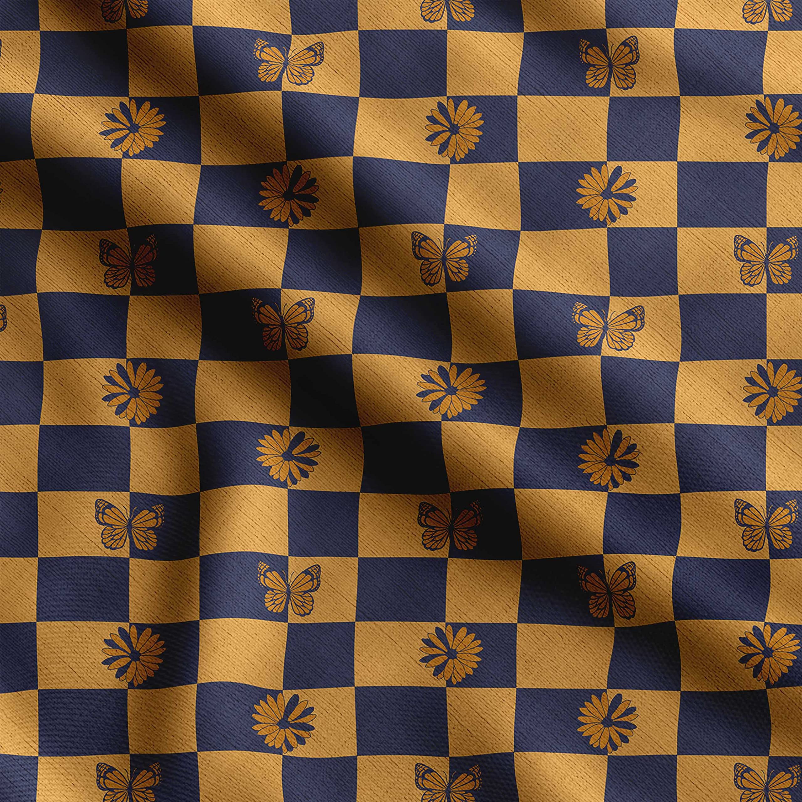 Soimoi Check Print - Blue, Canvas Fabric Material - 56 Inch Wide, 1 Meter, Unstitched Fabric for Upholstery, Bags, Workwear and Outdoor Gear.-picture-14