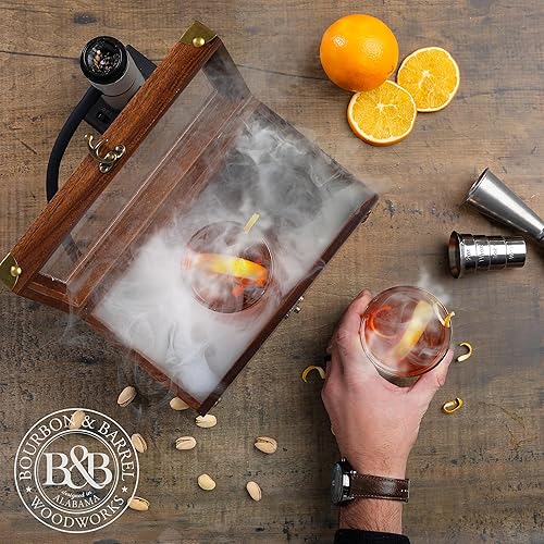 Miniatura 7 de Bourbon & Barrel - Kit de ahumador de cóctel  Fabricado con madera de nogal  Kit de ahumador de whisky con ahumador instantáneo, caja de fumar,