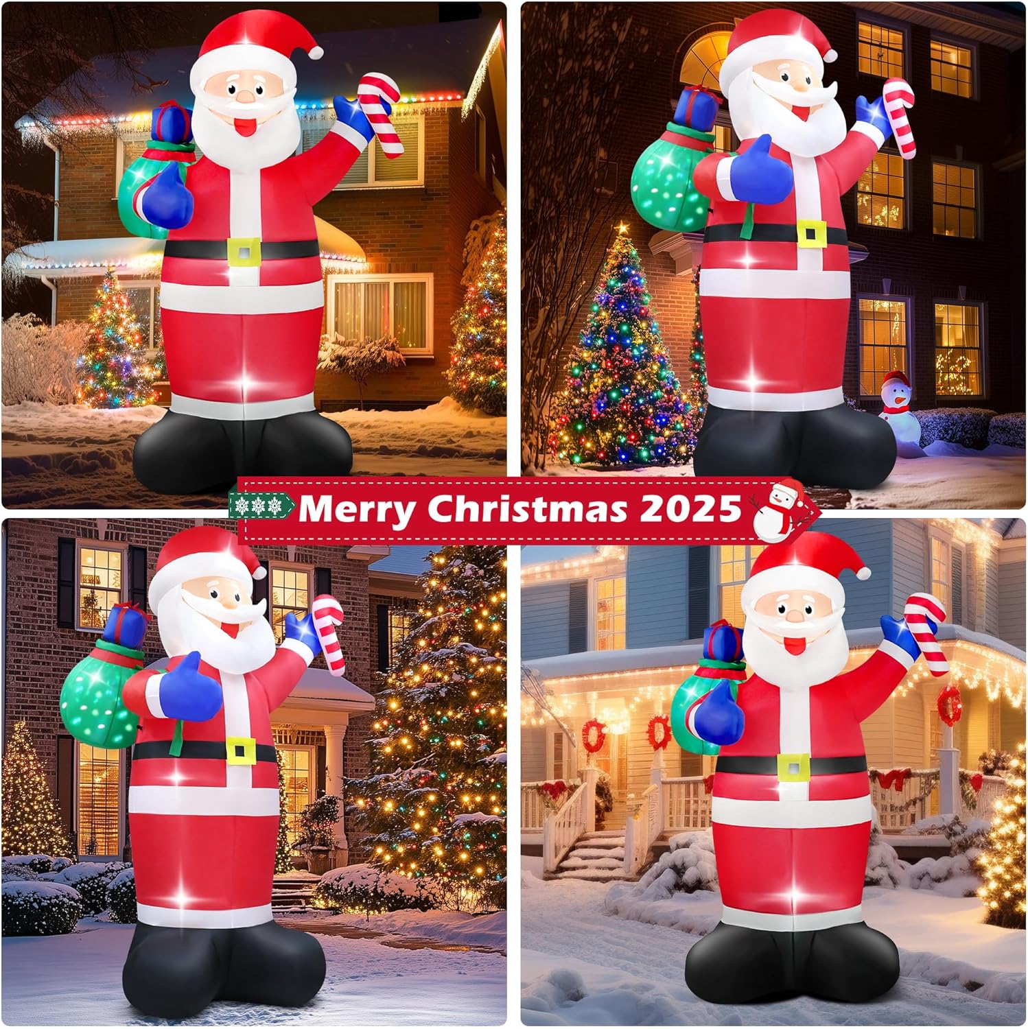 Giant Christmas Inflatable Santa Claus Outdoor, 8 FT Christmas Blow Ups Yard Decorations, Inflatable Santa with Flashing Gift Bag, Build in LED Lights Xmas Decorations for Party Garden Lawn Decor - Image 9