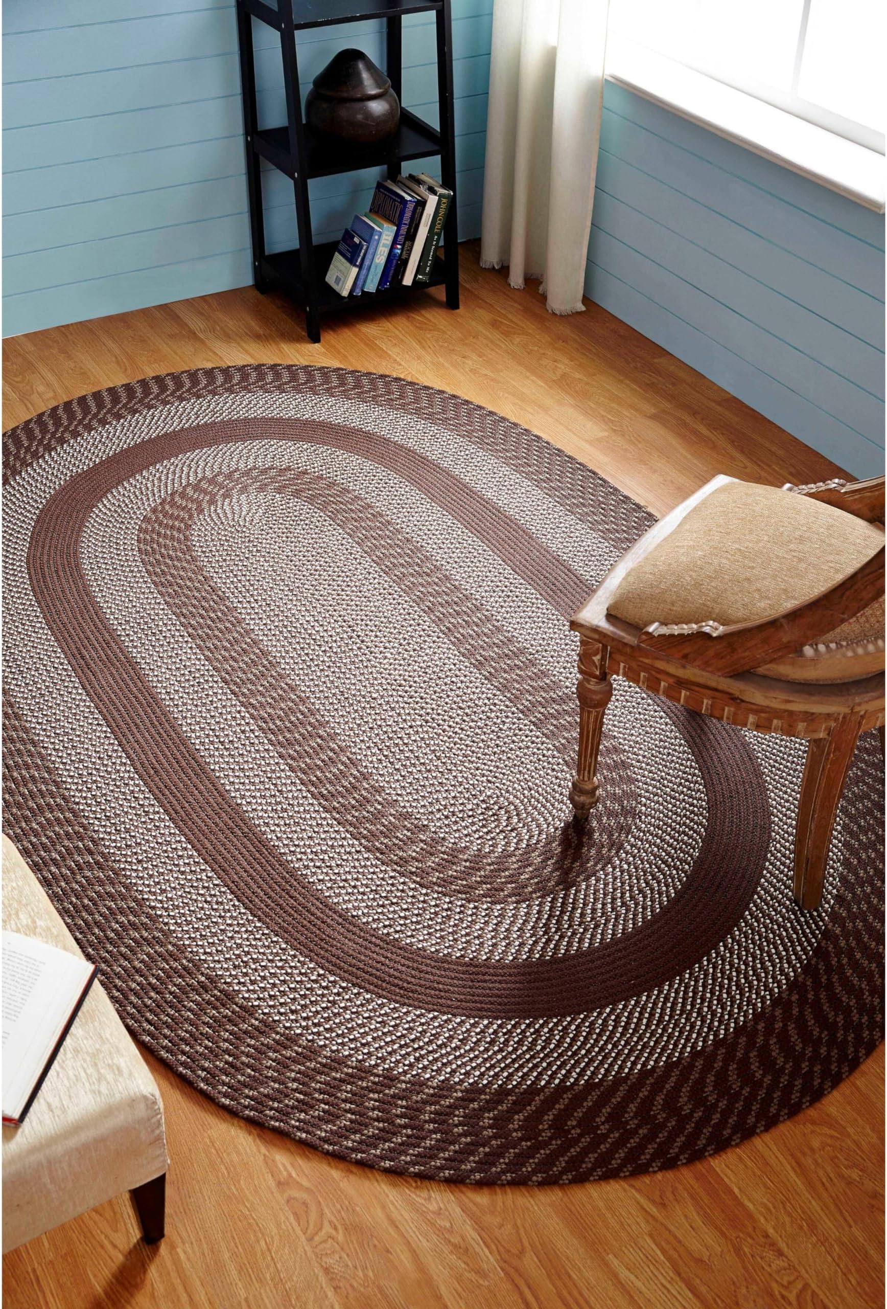 Better Trends Newport Braid Collection is Durable and Stain Resistant Reversible Indoor Utility Rug 100% Polypropylene in Vibrant Colors, 60" x 96" Oval, Brown