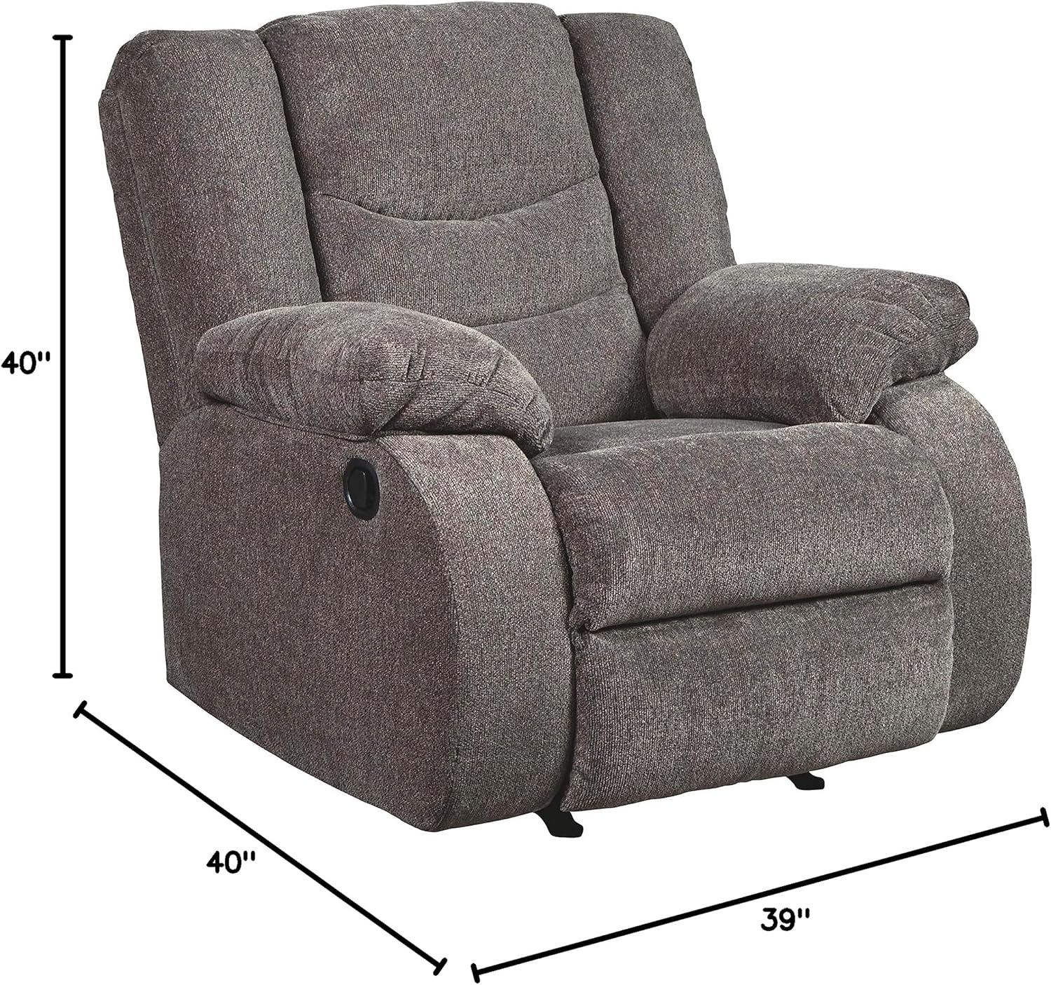 Gray Polyester Traditional Rocker Recliner with Metal Frame