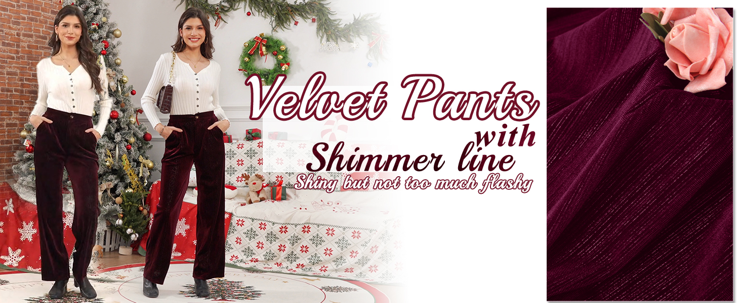 Rasutina Black Velvet Pants for Women Dressy Women's Casual Wide