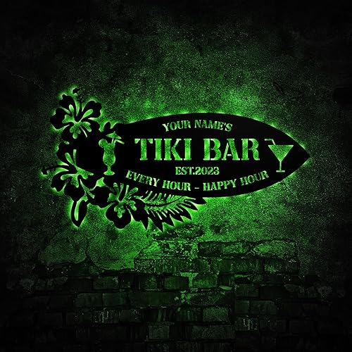 Miniatura 12 de Cartel de bar de cóctel personalizado de metal con luces LED, cartel de cóctel, salón de bebidas, regalo para amantes de cócteles, regalo del día