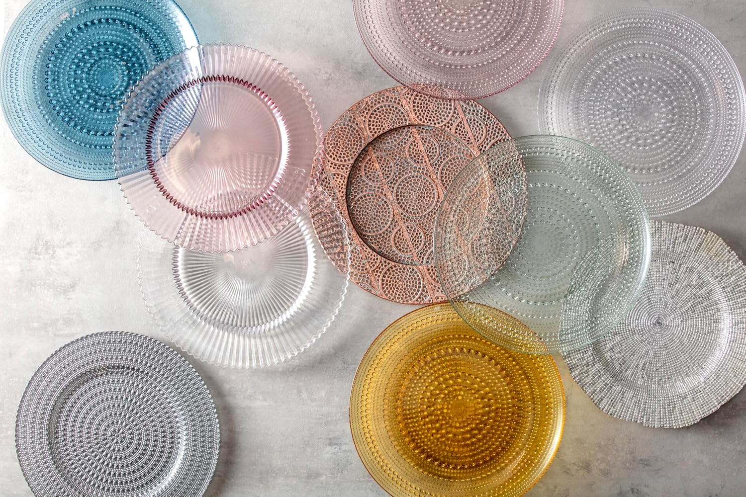 Amber Yellow Glass 13" Charger Plates Set of 4