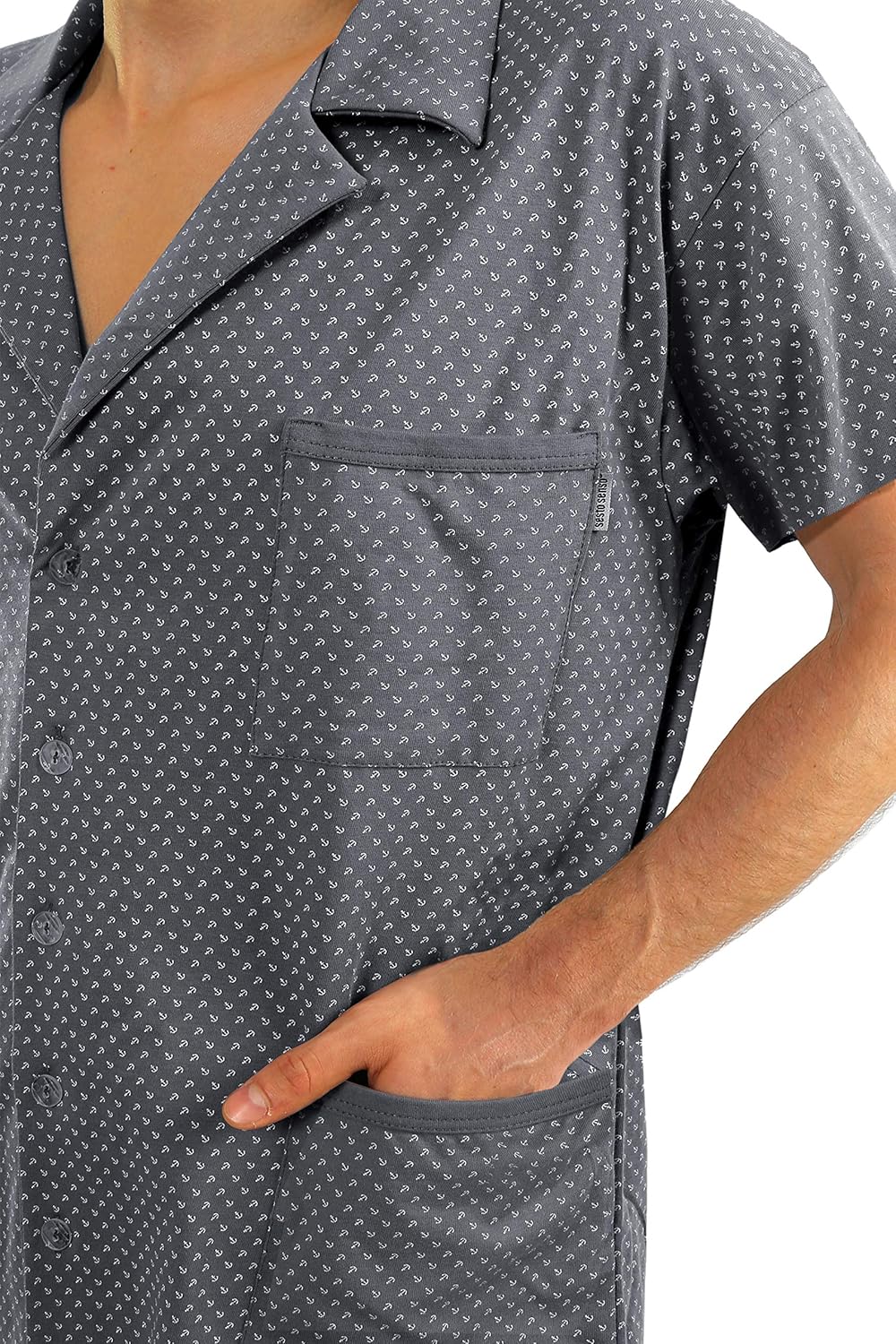 sesto senso Elegante geruite pyjama met korte mouwen voor heren, met sesto senso Elegante geruite pyjama met korte mouwen voor heren, met