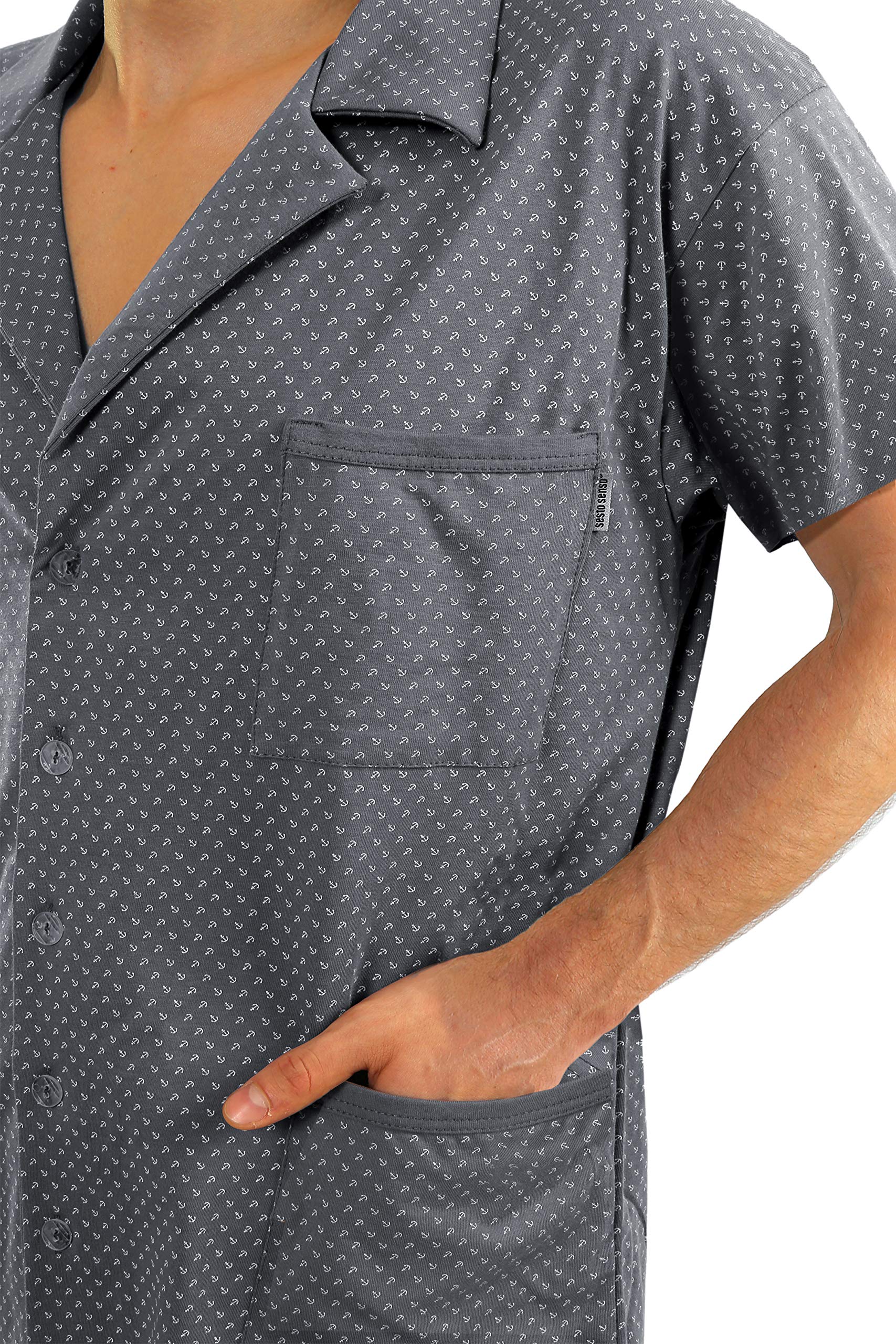 Sesto Senso Pijama Hombre Botones Verano Algodón Pantalon Largo Camisa Corto