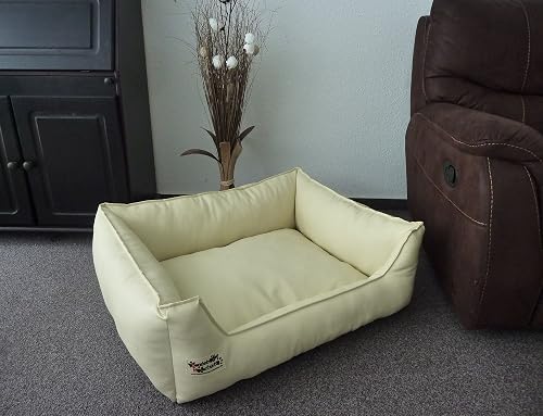 Hundebettenmanufaktur Cama para perros de piel sintética, 70 cm x 55 cm, color crema