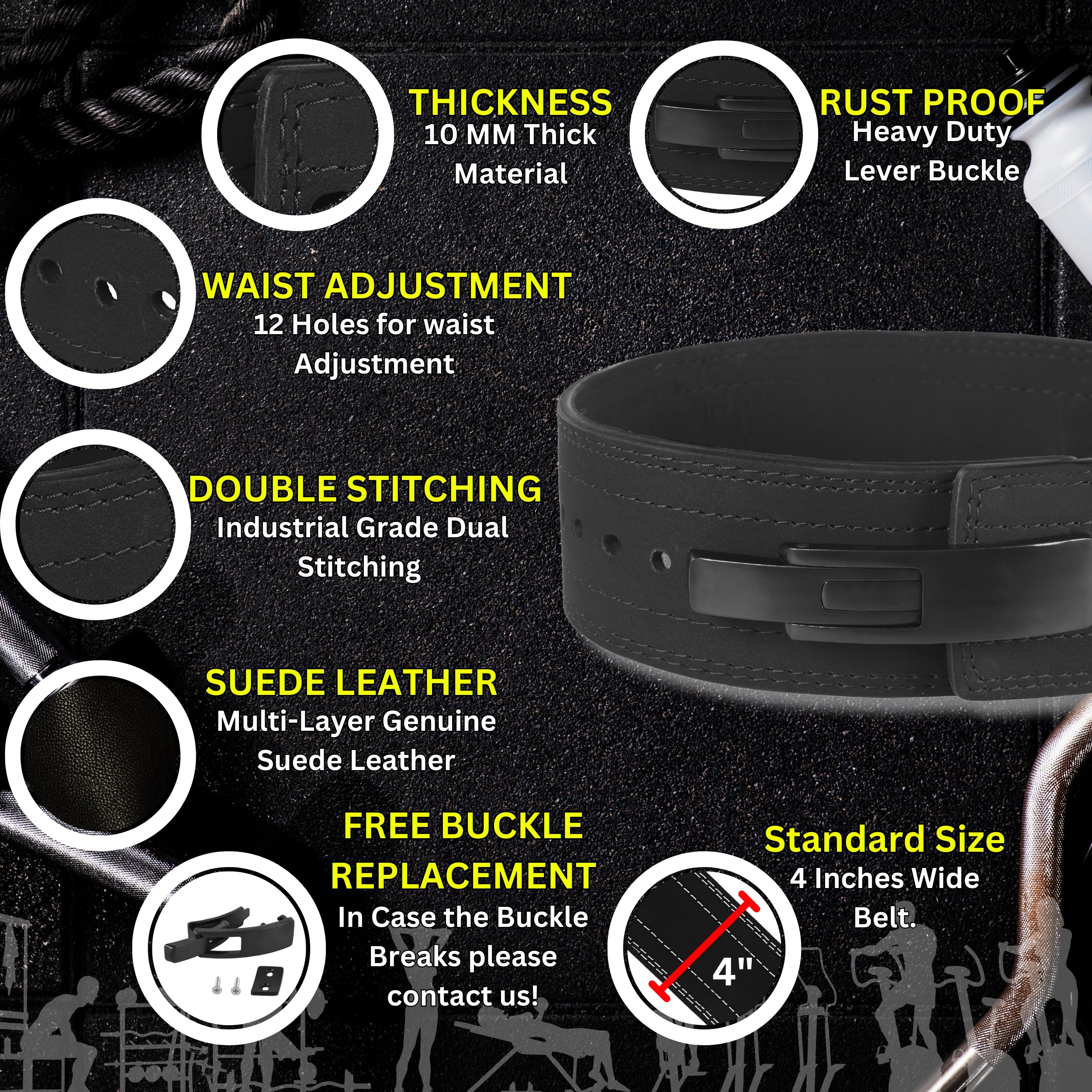 Powerlifting Belts Lever Belt For Men and Women 10mm IPF Thick Leather Weight Lifting Belt Ideal for Gym Belts Training Weightlifting and Bodybuilding Squats and Deadlifts