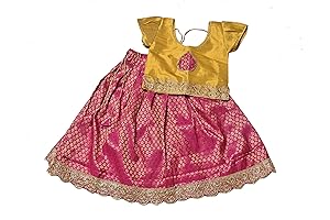 Tissue Silk & Chanderi Fabric Printed Blouse Work Design Pattu Lehenga Choli for Kids
