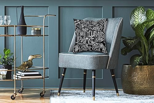 Miniatura 2 de Quote You Are - Fundas de almohada negras de 18 x 18 pulgadas, citas inspiradoras con citas positivas, fundas de almohada para decoración de