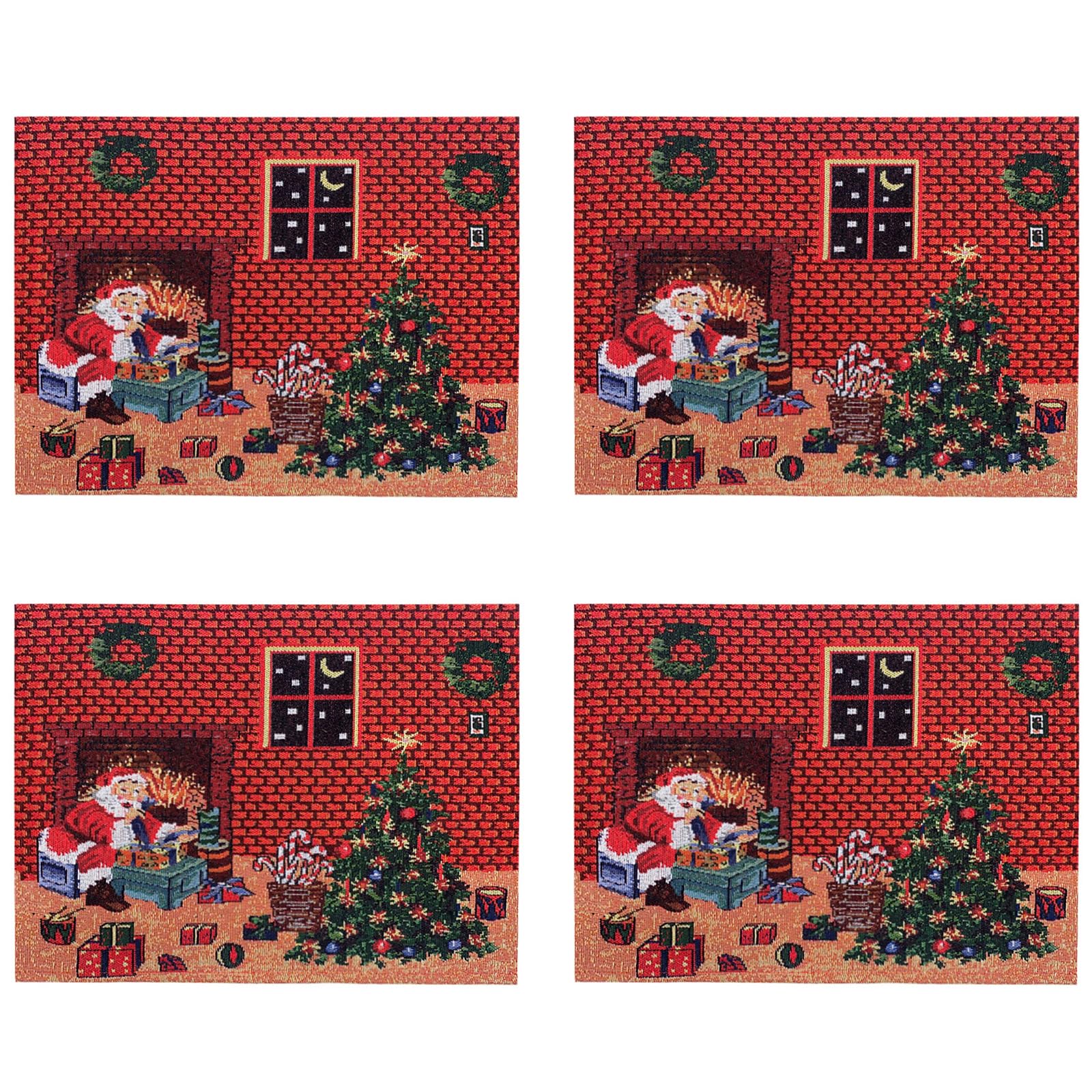 Tsophreniq 4 Pieces Christmas Tablecloth Elegant Table Runner For Holiday Dining Table Cushion Cotton Linen Fabric Runner Christmas Dining Enhancement