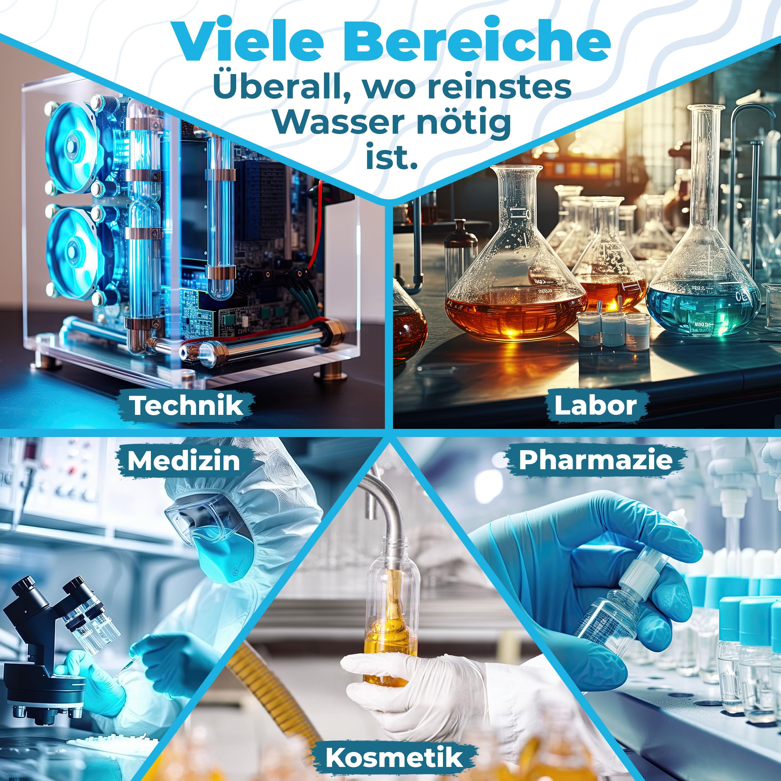 Aqua Bidest 2x 10 Liter Kanister, Qindoo Laborwasser 20L wo reines 2-fach Wasser benötigt wird z.B. für Labore, Medizin, Pharmazie, Kosmetik, Technik (2x 10L Kanister)