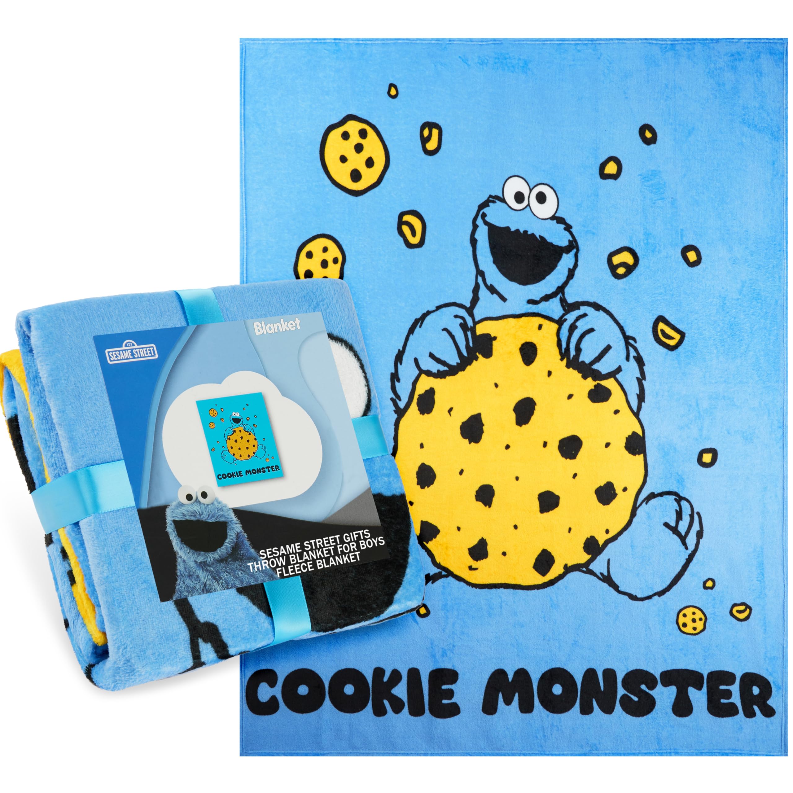 Get Trend Sesame Street Cookie Monster Manta Infantil para Cama Sofá Viaje, Decoracion Dormitorio, Mantas Suaves, Regalos Originales, 130x150cm (Multi Cookie Monster)