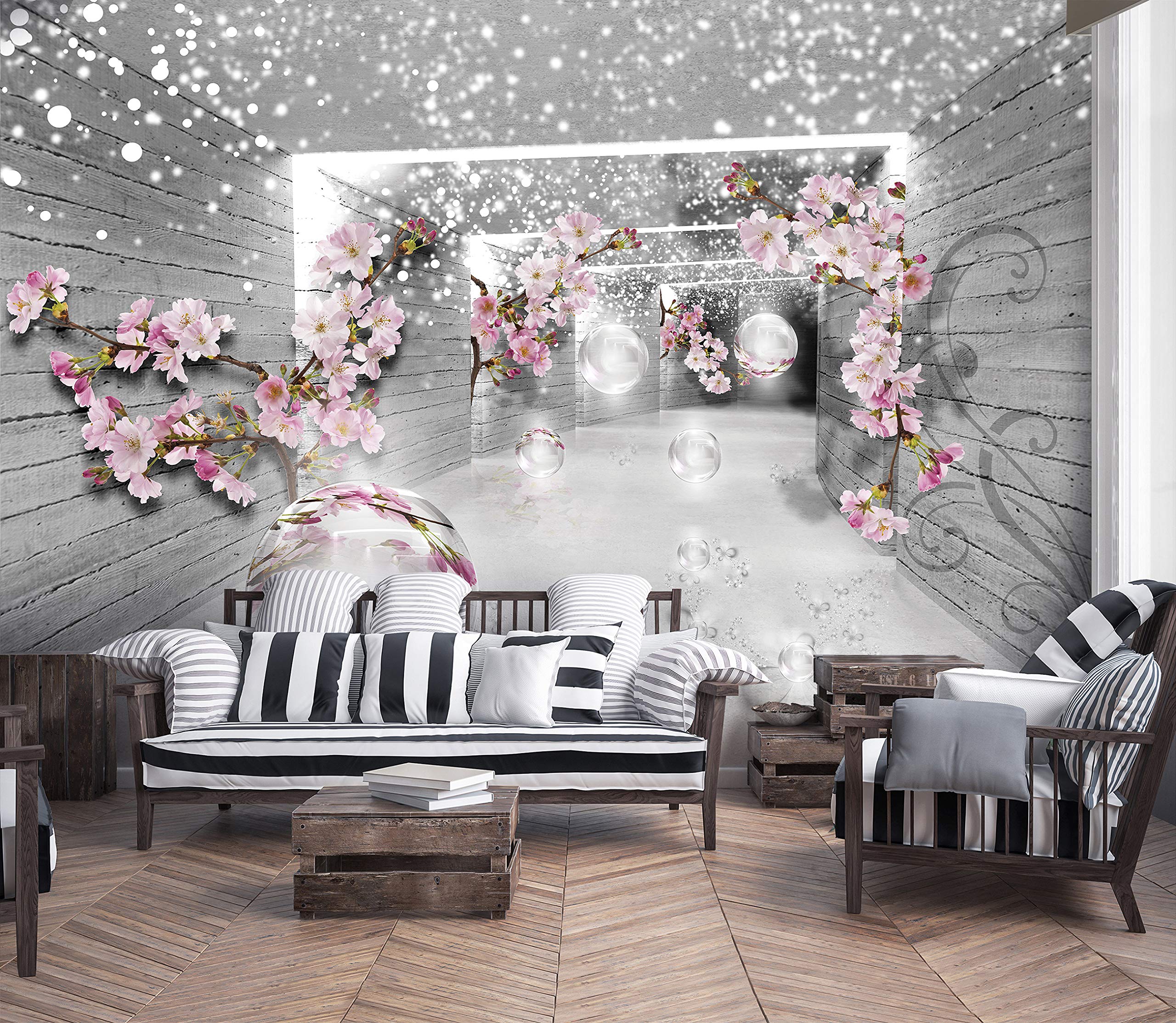 Vlies Fototapete, Blumen, 368x254cm | Fototapeten - Tapeten - für Wohnzimmer Schlafzimmer - Vliestapete Wandtapete Tapete 3D Effekt- inkl. Kleister