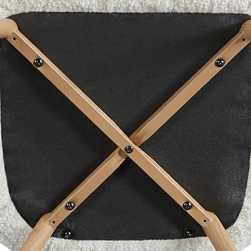 Miniatura 9 de Yaheetech Silla de tocador moderna, silla decorativa de tela Boucle, sillón de felpa Sherpa con respaldo alto y acolchado suave, silla casual