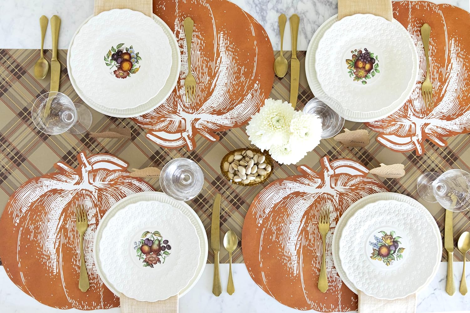 Die Cut Pumpkin Paper Placemat Set of 12 American Made