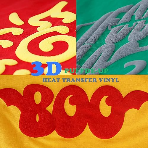 Miniatura 2 de RENLITONG - Vinilo de transferencia de calor mate 3D Puff HTV de 12 pulgadas por 6 pies, rollo para planchar para prensa de calor, camisetas para