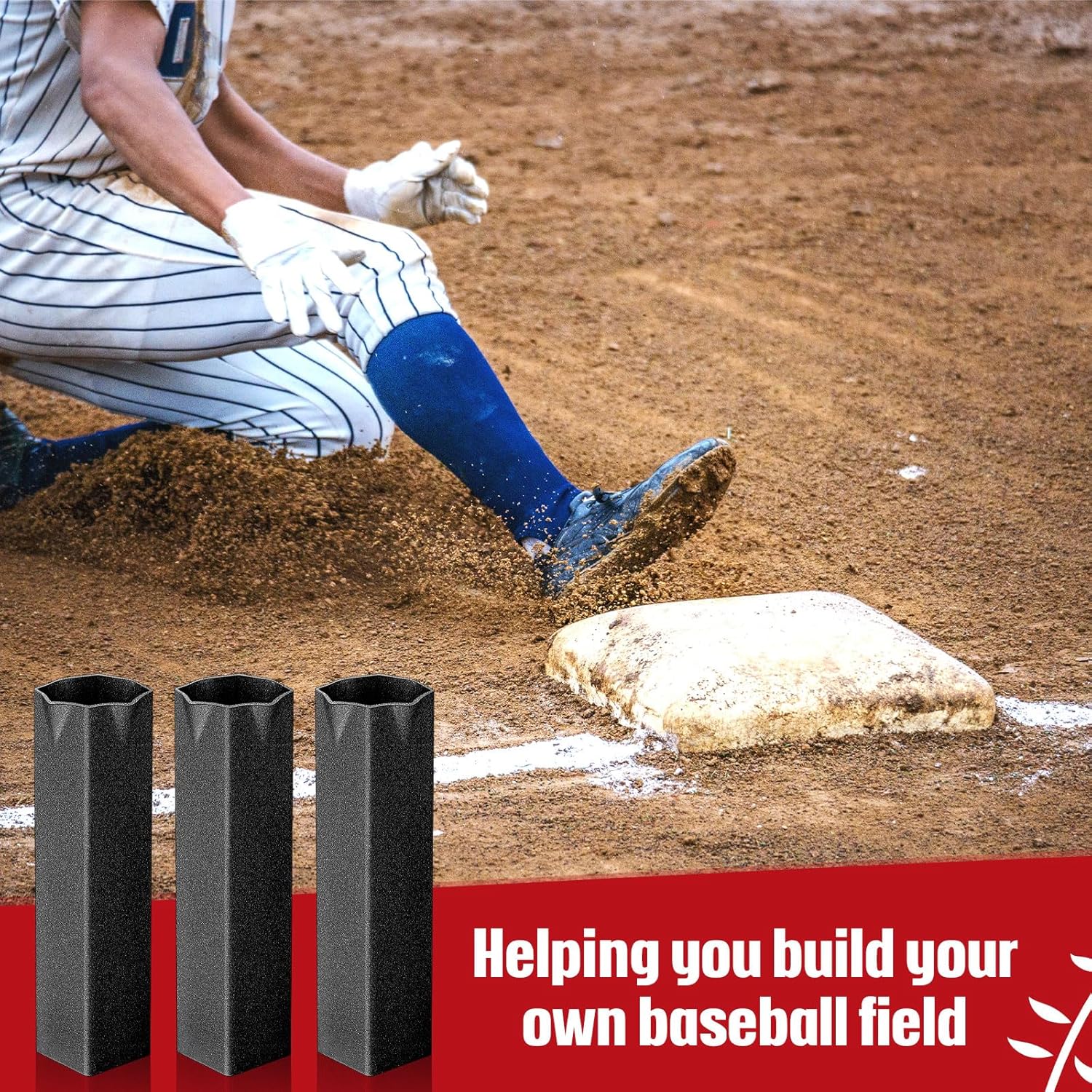 Curled Style Baseball Ground Anchors 1.8 x 8 Inch Suitable for Standard/Official Size Baseball Base