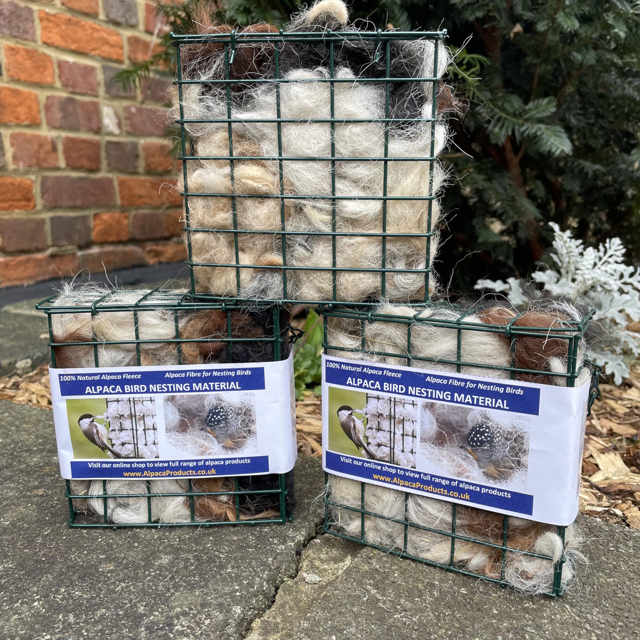 100% Alpaca Bird Nesting Material in Square Hanging Holder