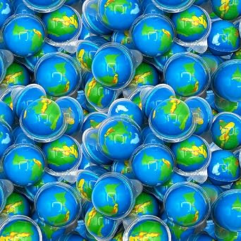 Earth Planet Gummy Balls, Strawberry Jelly Filled Gummies - 30 Count Jar | Individually Wrapped Gummy Candy, Space Candy, Earth Gummies