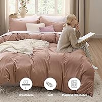 Vista 131 de Bedsure - Juego de ropa de cama de 2 piezas con 1 funda de edredón y 1 funda de almohada, extrasuave, prelavado, con cremallera, sin edredón
