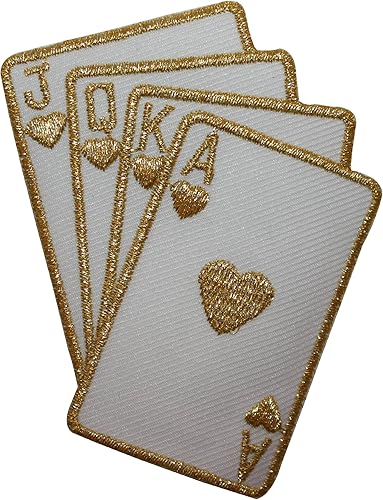 ID 8612 - Parche de tarjetas de oro blanco con apliques bordados con corazones reales