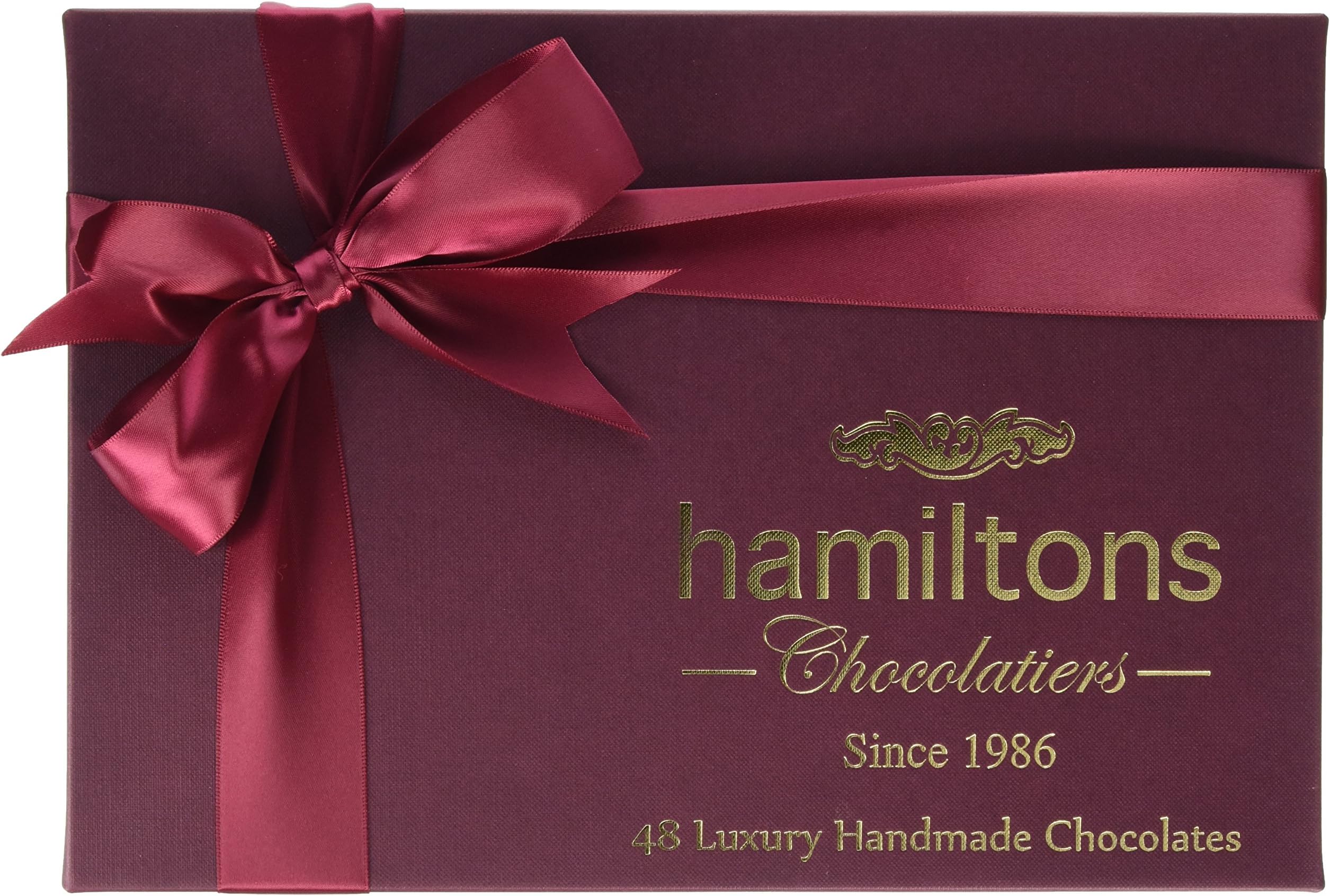 Hamiltons Burgundy Premium Luxury 48 Handmade Chocolates Gift Box
