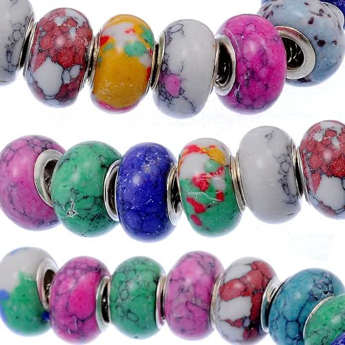 RUBYCA 100Pcs Mix Stone Charm Beads fit European Charm Bracelet