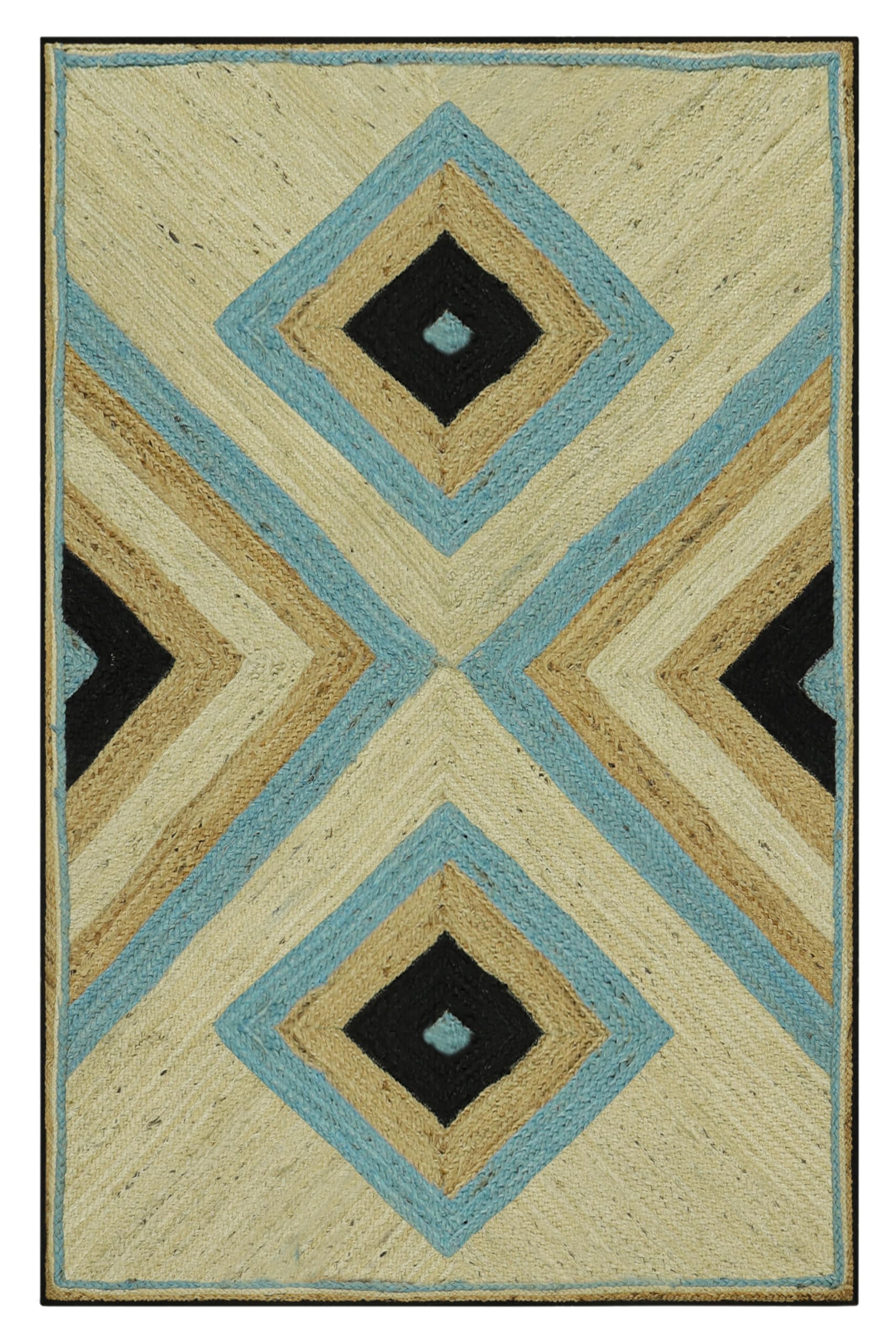 Tapis de couloir 61 x 183 cm jute chanvre tressé main multicolore géométrique