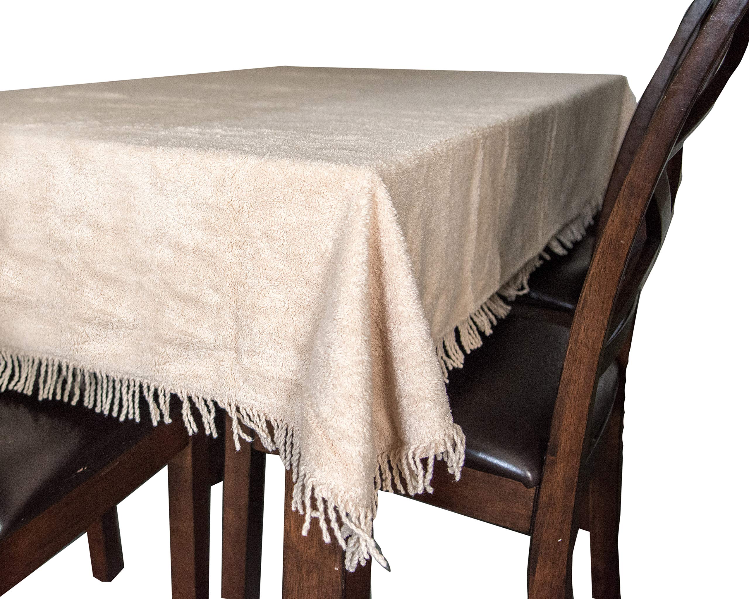 Snugglemore Caramel 100% Pure Cotton Chenille Table Covers Tablecloth Non Iron (132Cm X 183Cm, )