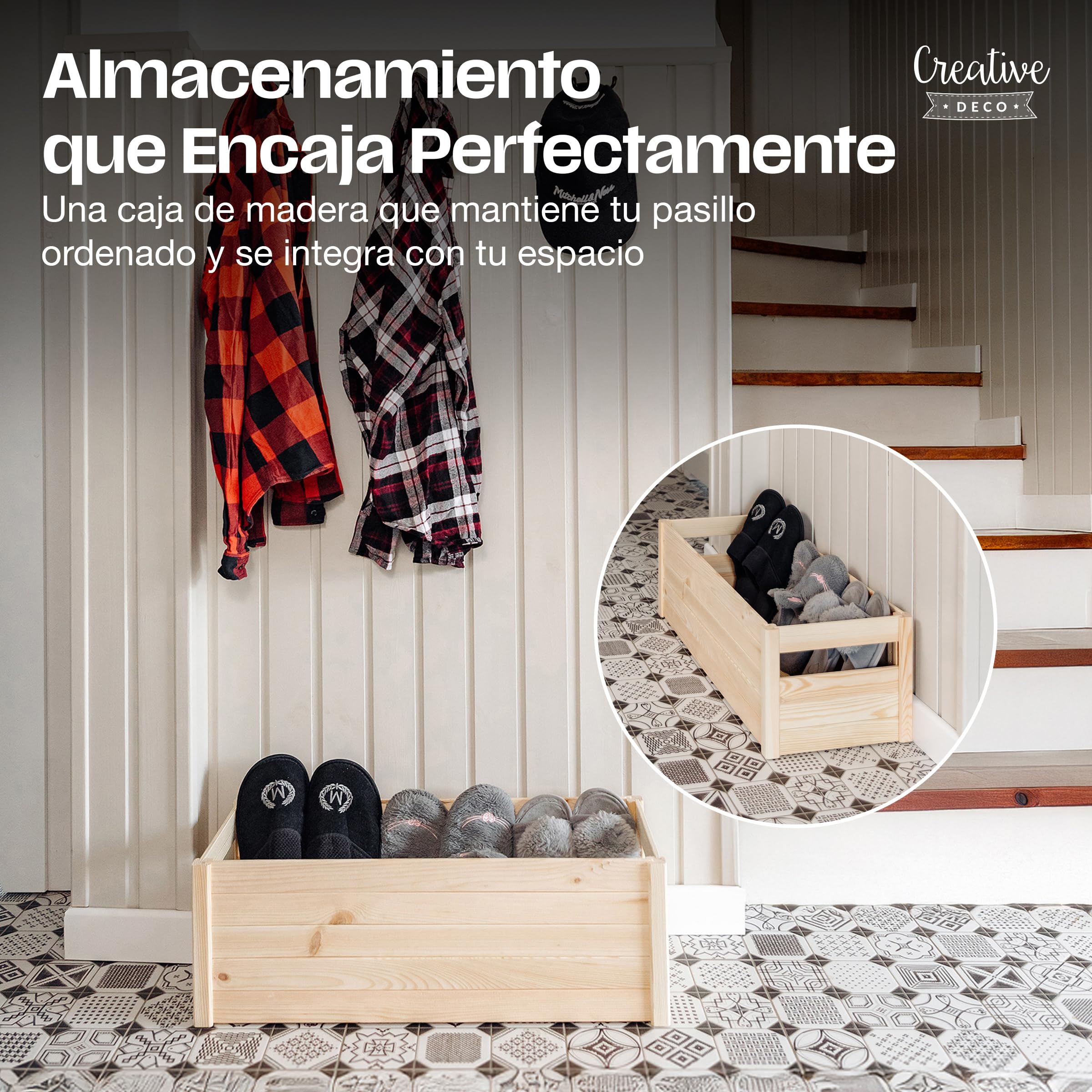 Creative DECO Caja de Madera para Montar | 68 x 29,5 x 4,5 cm