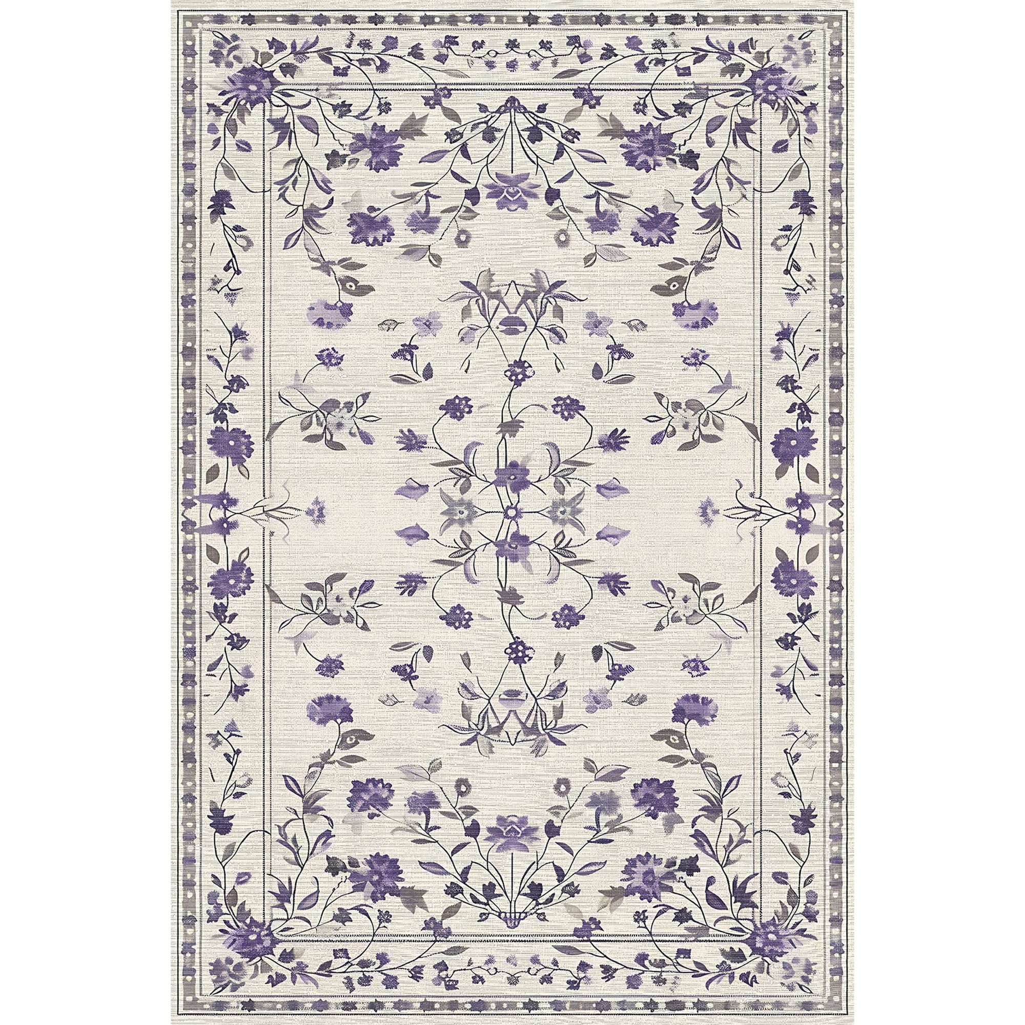 Depoba Purpa Vintage Şönil Kaymaz Doğal Pamuk Tabanlı Yıkanabilir Antibakteriyel Çevre Dostu Salon Halısı 120x180