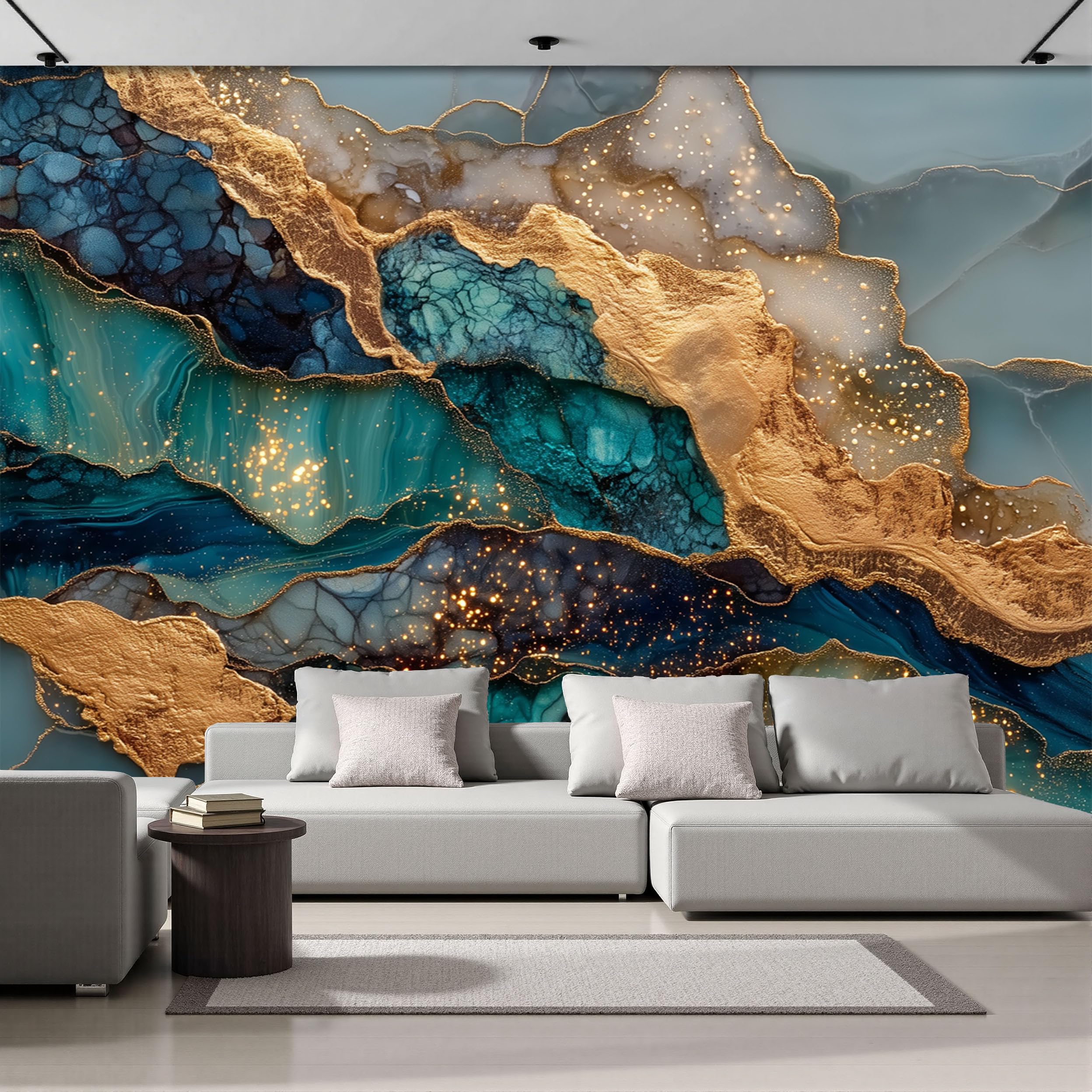 Poster géant mural agate naturelle turquoise 450x315 cm pour sublimer vos moments en famille