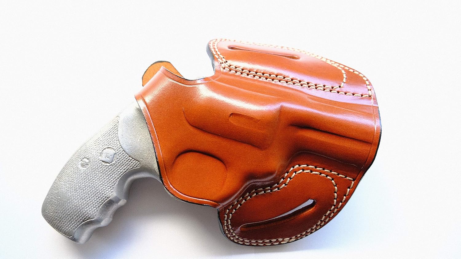 Cal38cab44 Handcrafted Leather Belt Holster for Charter Arms Bulldog Standard .44 S&W 2.5" Barrel 5 Shot (R.H) Black Tan