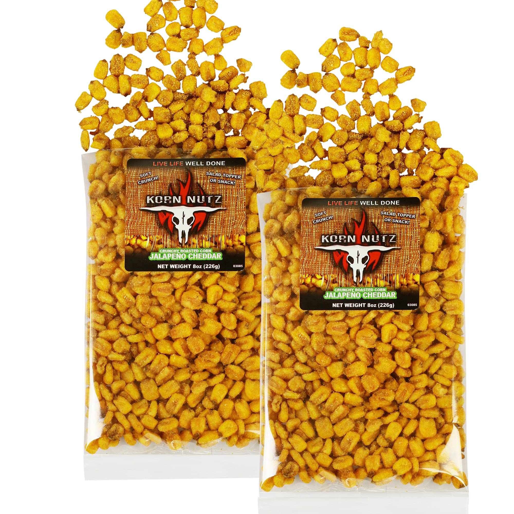 Amazon.com: Jalapeno Cheddar Crunchy Corn | Soft Crunch Toasted Corn |  Roasted Crunchy Corn Made in the USA | Runnin' Wild Foods | 1-pound total  (Box of 2 bags, 8oz each), Korn Nutz