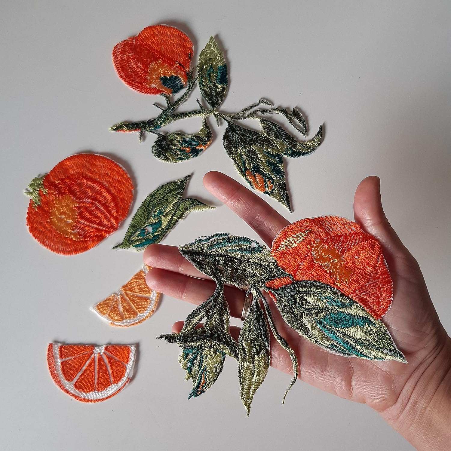 Moks417(p) set fruit orange patch, set embroidered patches, Vegetable patch