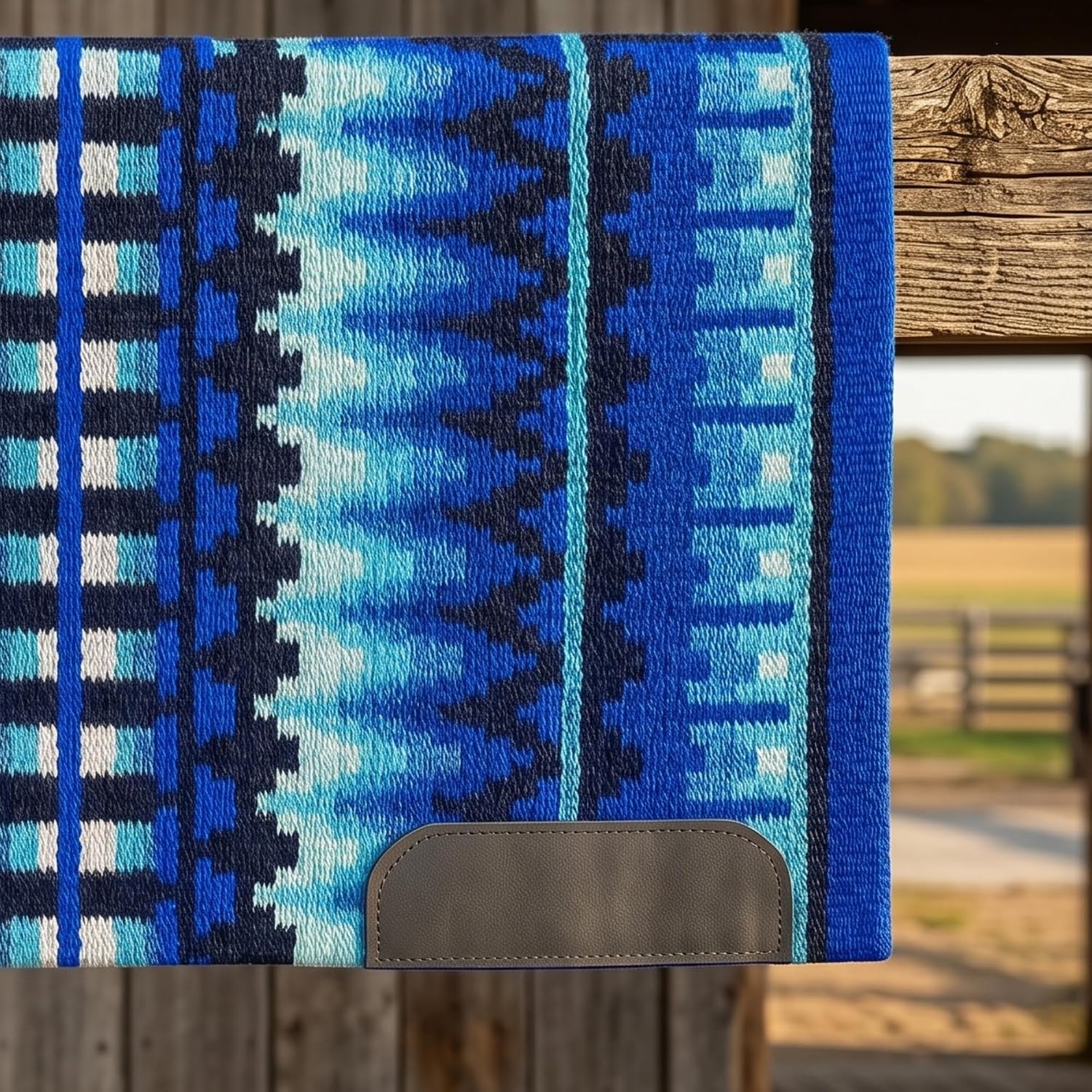 Western Show Saddle Pad/Blanket for Horses - Handmade Wool Saddle Blanket with New Zealand Design, Thick, Durable & Comfortable for Horse Riding M07 (Article No.21, 34” L x 36” W x 1)