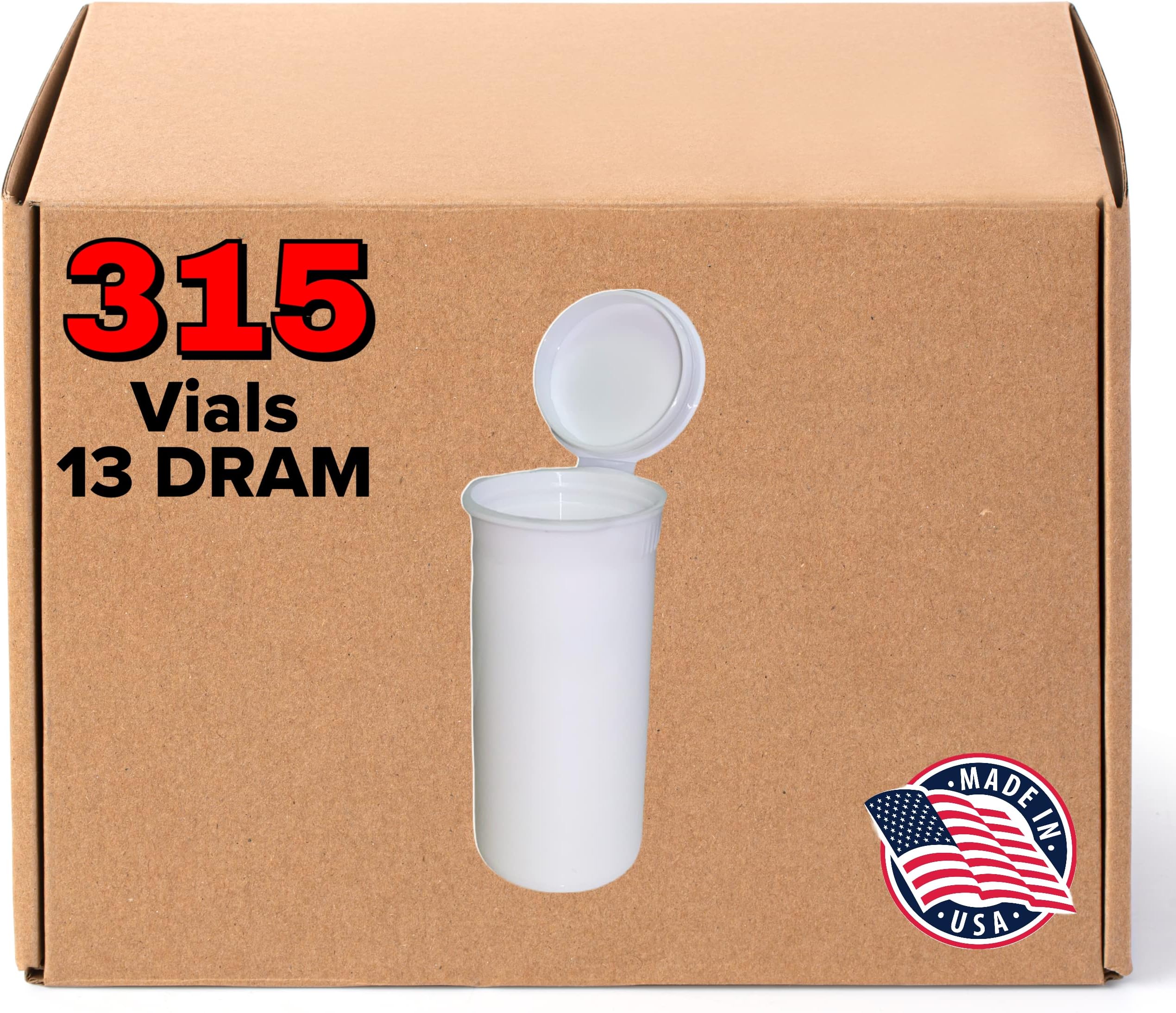 315 White 13 DRAM Pop Top Bottles - Airtight Odor Proof Containers - BPA Free Medical Grade Plastic Prescription Pop Tops