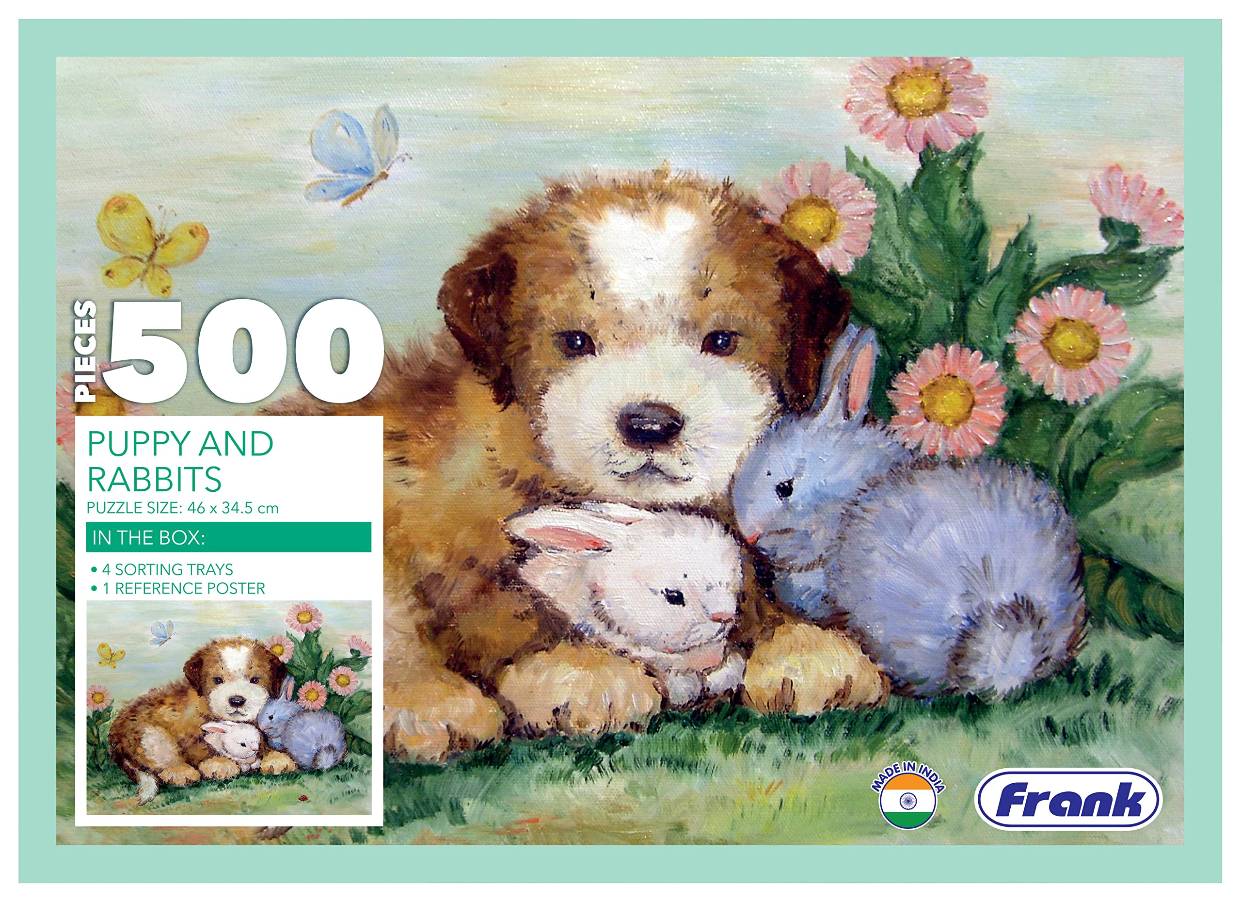 Frank Puppy and Rabbits 500 Piece Jigsaw Puzzle for Adults & Kids Above 10 Years | Realistic Illustrations - Fun and Challenging Puzzle Games for Focus, Memory and Stress Relief, Gifts for Teenagers