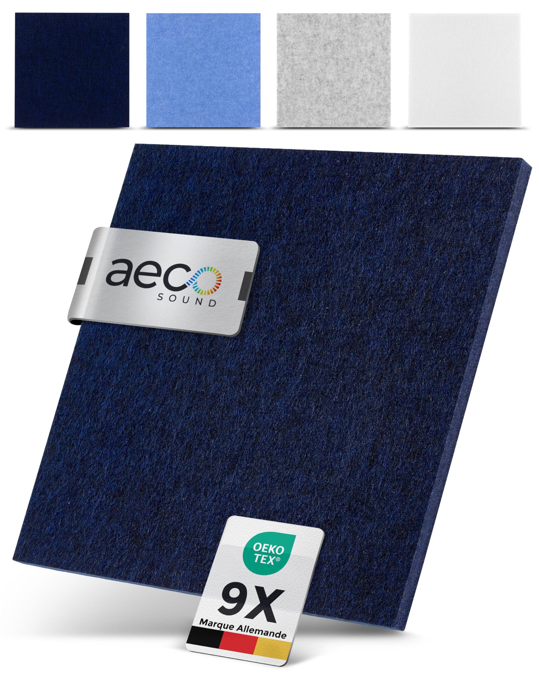 Panneaux Acoustiques en Feutre | 9 pièces de 30x30cm | auto-adhésifs | feutre acoustique extra épais de 1,5cm | isolation phonique, réduction de bruit (Bleu foncé)
